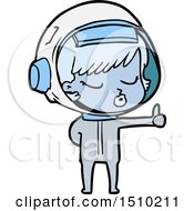 Poster, Art Print Of Cartoon Pretty Astronaut Girl Giving Thumbs Up