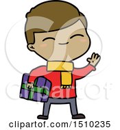 Poster, Art Print Of Cartoon Smiling Boy With Gift