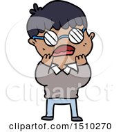 Cartoon Shocked Boy Wearing Spectacles