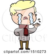 Poster, Art Print Of Cartoon Man Crying Wearing Winter Scarf