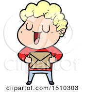 Laughing Cartoon Man With Parcel by lineartestpilot