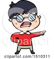 Cartoon Pointing Boy Wearing Spectacles