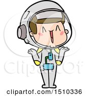 Poster, Art Print Of Happy Cartoon Astronaut Shrugging Shoulders