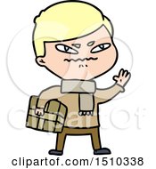 Cartoon Angry Man Carrying Parcel