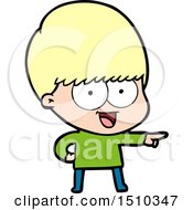 Happy Cartoon Boy Pointing