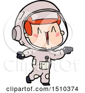 Poster, Art Print Of Happy Cartoon Astronaut Pointing