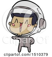 Happy Cartoon Astronaut Pointing