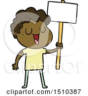 Poster, Art Print Of Laughing Cartoon Man With Black Signpost