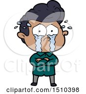 Cartoon Crying Man With Crossed Arms