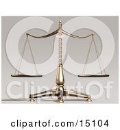 Balanced And Unbiased Brass Scales Weighing Out Evenly Clipart Illustration
