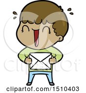 Laughing Cartoon Man With Letter