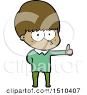 Poster, Art Print Of Curious Cartoon Boy Giving Thumbs Up Sign
