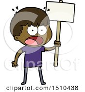 Poster, Art Print Of Cartoon Shocked Man With Placard