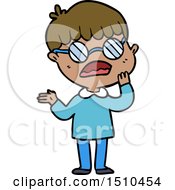 Cartoon Confused Boy Wearing Spectacles