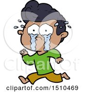 Cartoon Crying Man Running