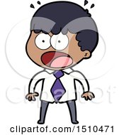 Cartoon Shocked Man In Shirt And Tie