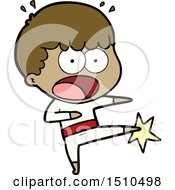 Poster, Art Print Of Cartoon Boy Karate Kicking