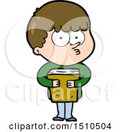 Cartoon Curious Boy Holding A Book