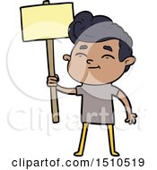 Happy Cartoon Man With Sign