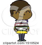 Poster, Art Print Of Cartoon Boy With Books Smiling