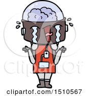 Poster, Art Print Of Cartoon Crying Robot Shrugging Shoulders In Confusion