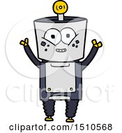 Happy Cartoon Robot Waving Hello