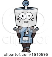 Happy Cartoon Robot Shrugging Shoulders