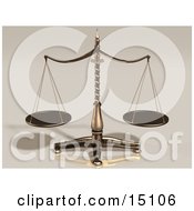 Brass Scales Weighing Out Evenly Clipart Illustration