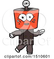 Happy Cartoon Robot Pointing