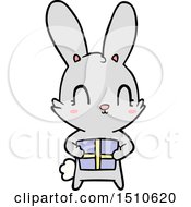 Cute Cartoon Rabbit With Present