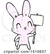 Cute Cartoon Rabbit With Sign