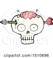Poster, Art Print Of Cartoon Skull With Arrow Through Brain