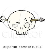 Poster, Art Print Of Cartoon Skull With Arrow