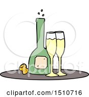 Poster, Art Print Of Cartoon Champagne On Tray