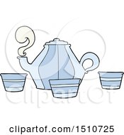Poster, Art Print Of Cartoon Teapot And Cups