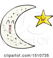 Happy Cartoon Moon And Star