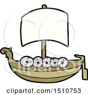 Poster, Art Print Of Cartoon Viking Boat