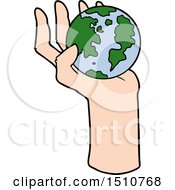 Cartoon Hand Holding Whole Earth