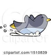 Poster, Art Print Of Cartoon Penguin Sliding