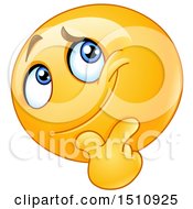 Clipart Of A Pondering Yellow Emoji Smiley Royalty Free Vector Illustration