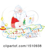 Poster, Art Print Of Christmas Santa Claus Reading Letters