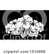 Poster, Art Print Of Woodcut Hibiscus Flower Design On Black