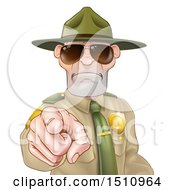Tough White Male Drill Sergeant Pointing Outwards And Wearing Sunglasses