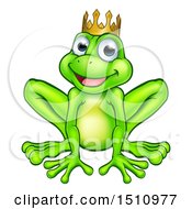 Poster, Art Print Of Cartoon Happy Smiling Green Frog Prince