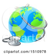 3d World Earth Globe With A Stethoscope