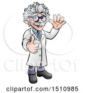 Poster, Art Print Of Cartoon Scientist Waving And Giving A Thumb Up