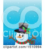 Poster, Art Print Of Happy Snowman In The Snow