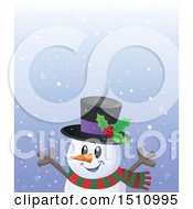 Poster, Art Print Of Happy Snowman In The Snow