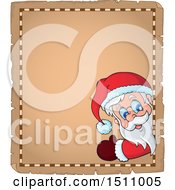 Clipart Of A Christmas Parchment Page With Santa Claus Royalty Free Vector Illustration