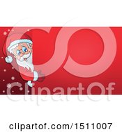 Clipart Of A Red Christmas Sign With Santa Claus Royalty Free Vector Illustration